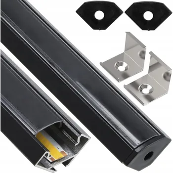 LED páska LED Hliníkový Profil Černý 1m Rohový Úhlový Pro LED Pásek Rohový 12mm Sada