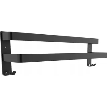 Věšák Nástěnný věšák na RUČNÍKY do KOUPELNY loft ČERNÝ 60 cm 2 úrovně HÁČKY