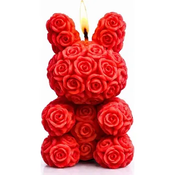 Svíčka Vonná svíčka Zajíček z růží | 77 g | Svíčkománie3D | Barva: Červená