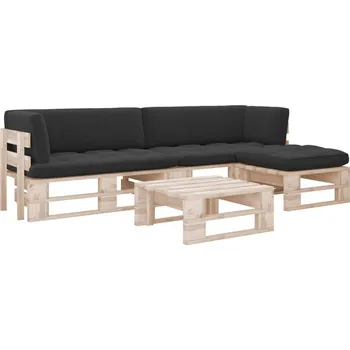 Zahradní sestava zahrada-XL 4dílná zahradní sedací souprava z palet s poduškami borovice 3066824