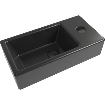 Umyvadlo Swiss aqua technologies Umývátko SAT Brevis 40,5x20,5 cm černé otvor pro baterii vpravo SATBRE4020SRBKM
