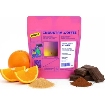 Káva Industra.Coffee Etiopie Mensur Abahika filtr/espresso zrnková káva bez kofeinu
