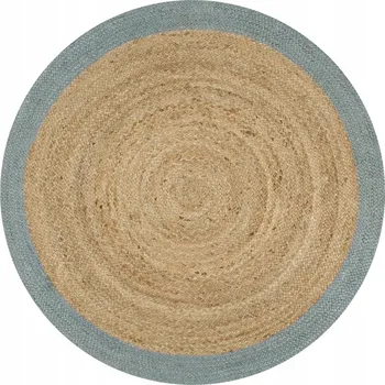 Koberec Koberec z Pletené Juty, Ručně Vyrobený, Přírodní/Olivově Zelený, Ø 150 cm