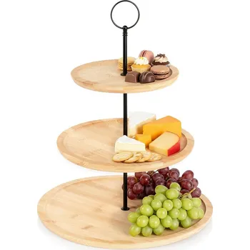 Podnos STOLOVÁ dřevěná bambusová miska na dort ovoce občerstvení dezerty