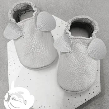Capáčky FUNKY MONKEY Kožené barefoot Soft capáčky Ouška šedé - 6-12 měsíců Šedá