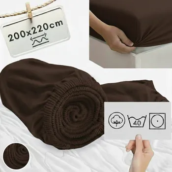 Prostěradlo PROSTĚRADLO S GUMOU PARIS JERSEY BAVLNA 200X220 + 25CM HNĚDÉ