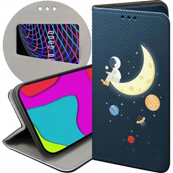 Pouzdro na mobilní telefon FLIPOVÉ POUZDRO PRO SAMSUNG GALAXY A26 5G MĚSÍC HVĚZDY VESMÍR PLANETY