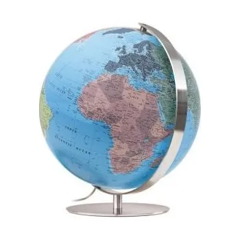 Leuchtglobus, politische Karte, Fuß und Meridian aus Edelstahl