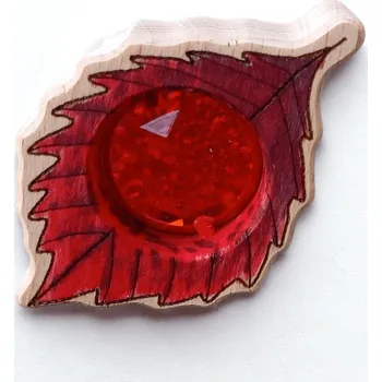 Vánoční dekorace Dřevo z duhy - Duhový list ČERVENÝ (třešeň)