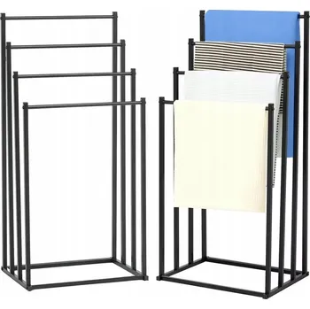 Věšák STOJAN NA RUČNÍKY VĚŠÁK KOUPELNOVÝ STOJACÍ KOVOVÝ LOFT ČERNÝ 4 RAMENA