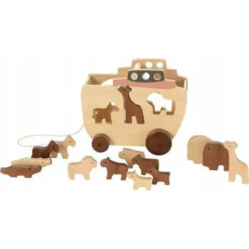 Dřevěná hračka AE57 Egmont Toys dřevěná tahací hračka – skládačka, třídič tvarů Archa Noemova
