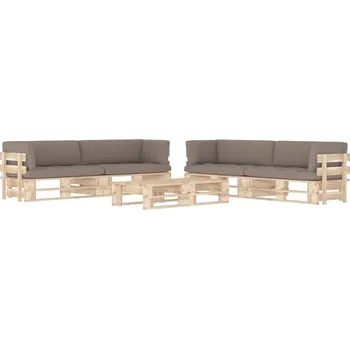 Zahradní sestava 6dílná zahradní sedací souprava z palet s poduškami borovice - 8720286314401