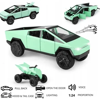 autíčko 1:24 Tesla Cybertruck Zielona kovový Model auta