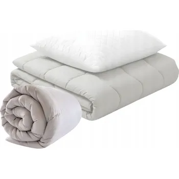 přikrývka Přikrývka 160x200 cm Teplá Prošívaná Celoroční ŠEDO-BÍLÁ + polštář 50x60