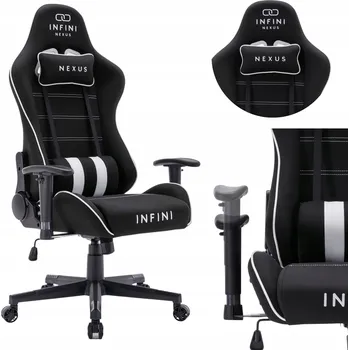 Kancelářská židle Infini fotel gamingowy obrotowy černo-bílá