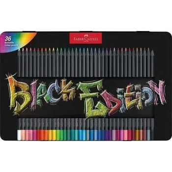 Kresba Barevné pastelky "Black Edition", 36 barev, trojhranné, kovová krabička, FABER-CASTELL 116