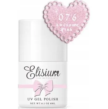 Lak na nehty Hybridní lak barevný lak Elisium 076 Awesome Pink 8 ml