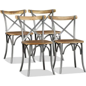 Jídelní židle vidaXL Jídelní židle 4ks masivní mangovník ocelové opěradlo s křížem [274882]