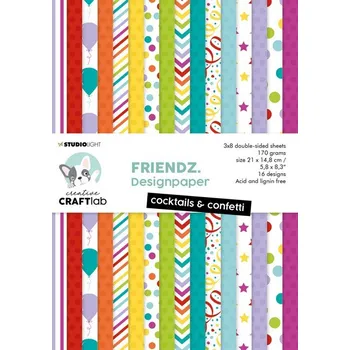 Výtvarný papír Sada vzorovaných papírů CCL PaperPad "Cocktails & confetti", A5, 24 listů