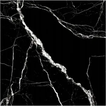 Dlažba Keramická dlažba 60x60 cm, mramorový vzhled, černá, vysoký lesk