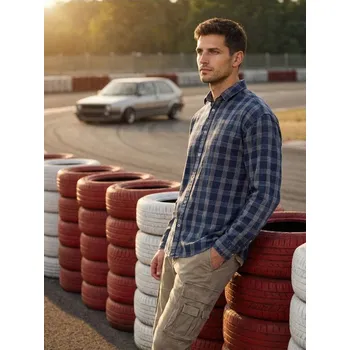 Pánská košile Sinsay - Bavlněná kostkovaná košile - modrá - 466HS-58X - 466HS-58X-2XL