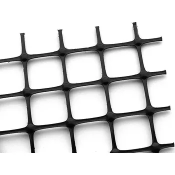 Geotextilie GEOMAT Tuhá dvouosá monolitická geomříž – Eurogrid BX 20/20&nbsp;- pevnost 20/20 kN/m; otvor 40/40 mm&nbsp;- 3,95×50 m [197,5&nbsp;m²]