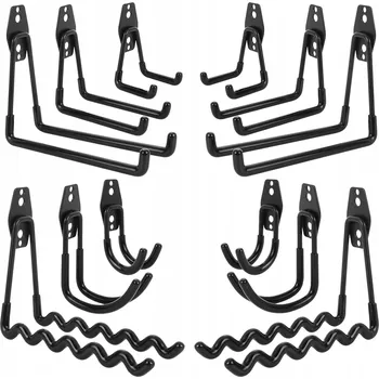 Věšák Nástěnný věšák Bestselection 12 kusů, ocelový, černý, 20 cm