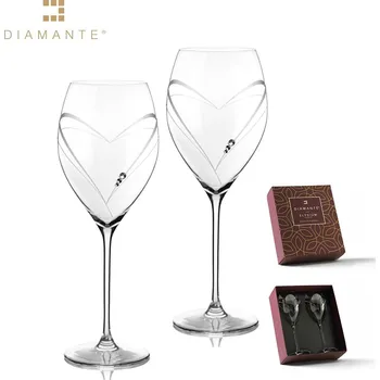 Sklenice Diamante, Slovensko Sklenice na víno 545 ml Heart Lite - sada 2 ks