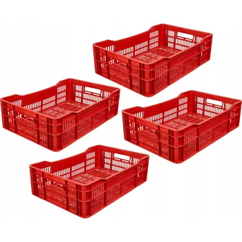 Úložný box Plastová přepravka / úložný box 60x40x17 cm červený 4 ks Garronda