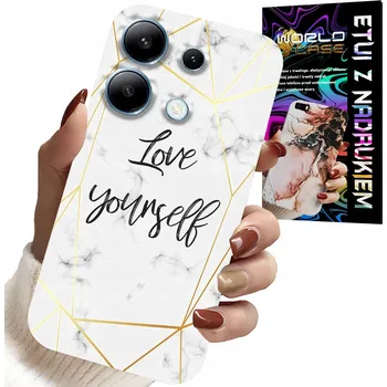 Pouzdro na mobilní telefon POUZDRO PRO XIAOMI NOTE 14S - BÍLÝ MRAMOR SE ZLATÝMI RÁMEČKY LOVE YOU