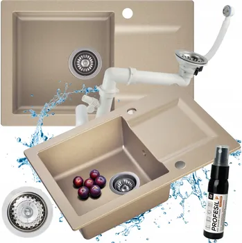 Granitový dřez Jednokomorový granitový dřez Moderno Tramonto béžový