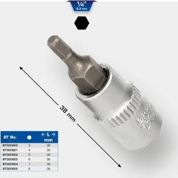 Brilliant Tools BT020820 Nástrčný ořech s bitem 1/4", vnitřní šestihran, 3 mm