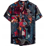 Pánská Havajská Košile XXL Lehká Letní Casual Aztecký Vzor Lněná