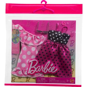 Doplněk pro panenku OBLEČENÍ PRO PANENKY BARBIE 2dílné balení s puntíky šaty HYV04 , puntíkované šaty
