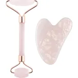 Masážní váleček a destička Guasha růženín (Rose Quartz Jade Roller & Gua Sha Set)