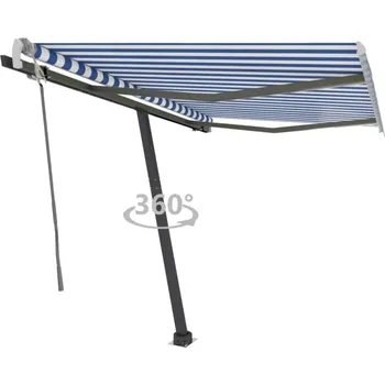 Markýza vidaXL Volně stojící ručně zatahovací markýza 300 x 250 cm [3069700] Barva: Modro-bílá