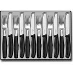 Sada nožů a vidliček pro 6 osob VICTORINOX Swiss Classic, table set (tomato knife),12pcs,wavy,black