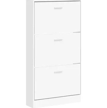 Botník se 3 výklopnými zásuvkami, bílá, 59x17x108 cm