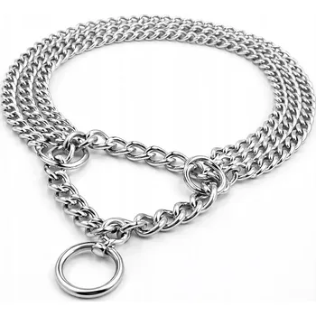 Obojek pro psa OBROŽEK PRO PSA ŘETÍZKOVÝ STAHUJÍCÍ TŘÍŘADÝ TŘÍŘADOVÝ NÁHRDELNÍK XL 65cm