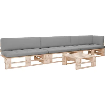 Zahradní lavice zahrada-XL 4dílná zahradní sedací souprava z palet s poduškami borovice 3066747