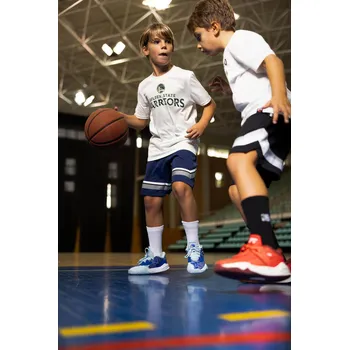 TARMAK Dětské basketbalové tričko bavlněné NBA Warriors TS900 8 LET BÍLÁ|VÍCEBAREVNÁ