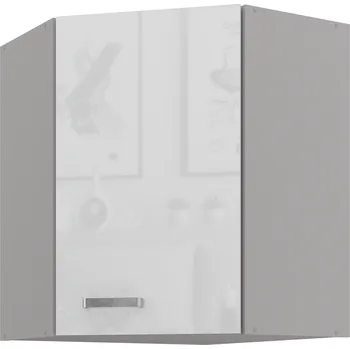 Kuchyňská linka Nábytek PEGAS s.r.o. Horní rohová skřínka BIANCA - 60 x 60 GN-72 1F (45°), Šedá / Bílý lesk