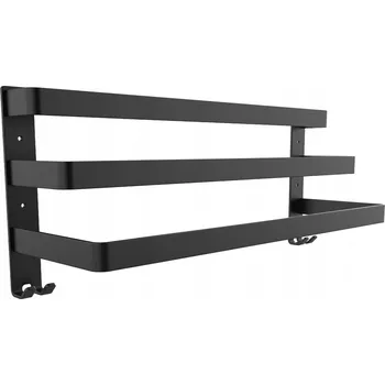 Věšák Nástěnný věšák na RUČNÍKY do KOUPELNY loft ČERNÝ 60 cm 3 úrovně HÁČKY
