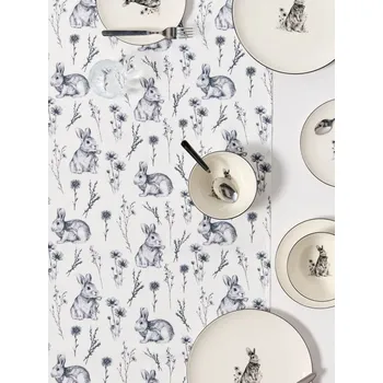 ubrus Sinsay - Velikonoční běhoun na stůl s motivem zajíce - bílá - 987HO-00X - 987HO-00X-ONE