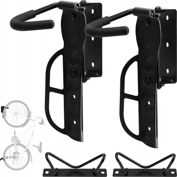 Věšák Držák na kolo na zeď, otočný, s 2 háky - silný věšák na kolo