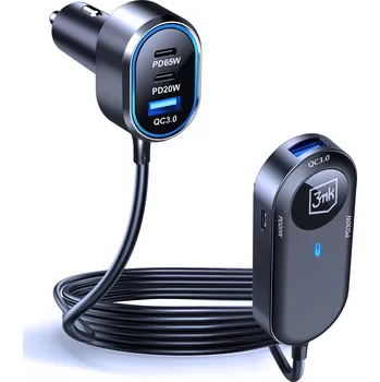Mobilní telefon Accessories - 3mk Double Car Charger 135W PD QC PPS USB 2A4C Black/Gray