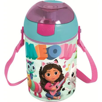 Láhev Storline Lahev na pití GÁBININ KOUZELNÝ DOMEK s poutkem 450 ml