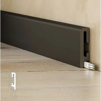 soklová lišta Podlahová soklová lišta DuroFit Černá ZAKULACENÁ - PF060B 6 cm