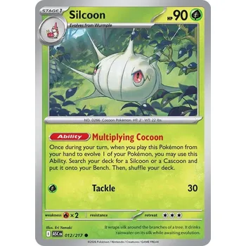 Sběratelská karetní hra Pokémon ASC 012/217 Silcoon - Ascended Heroes Stav: Near Mint, Verze: BALL REVERSE HOLO