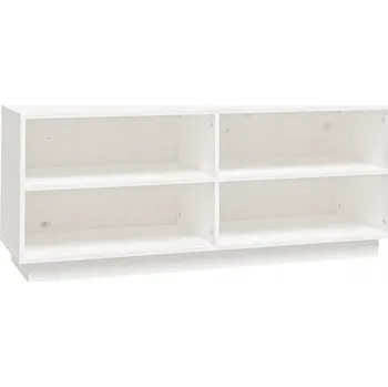 Bílá dřevěná botník 110 x 34 x 45 cm z borovice